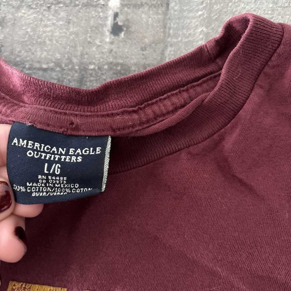American Eagle Outfitters Dazed & Confused Maroon Cotton Graphic Men's T-Shirt L - Picture 4 of 7